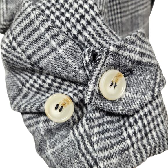 Andree by Unit Gray Plaid Double Breasted Coat Jacket Size Large Classic Chic - Picture 4 of 8